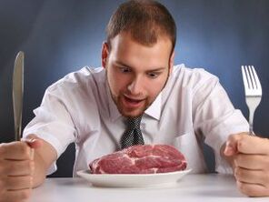 Carne na dieta dun home para aumentar a potencia